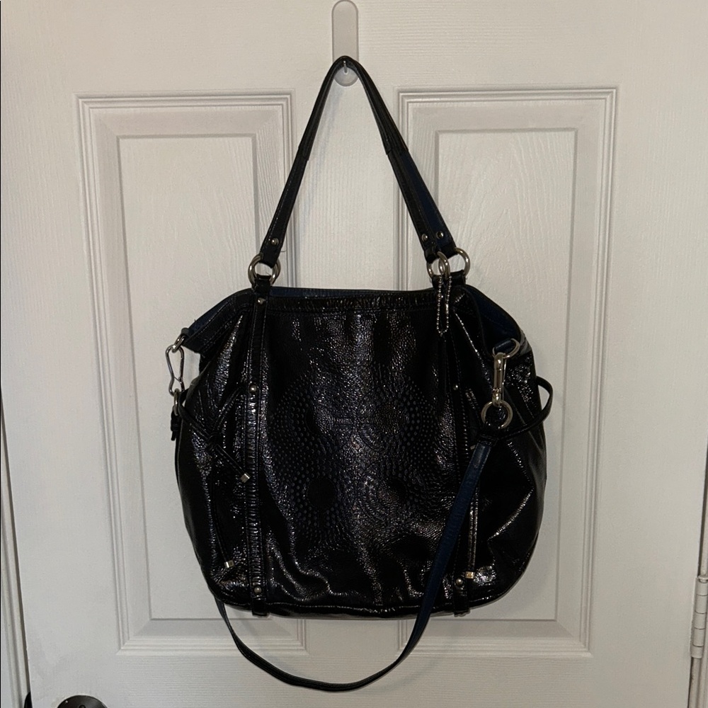Navy COACH Textured Shoulder Bag